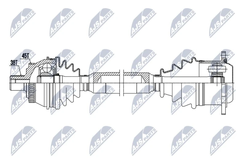 Image of NTY NPW-AU-063 Drive shaft Automatic Transmission, Front Axle Right, for vehicles with ABS Drive Shaft (13)