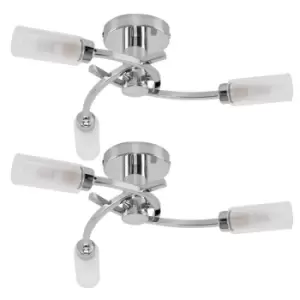 image of Claudia Pair of 3 Way Silver Ceiling Bar Light