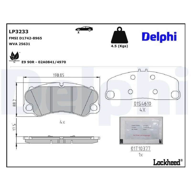 Image of DELPHI Brake pad set DELPHI LP3233
