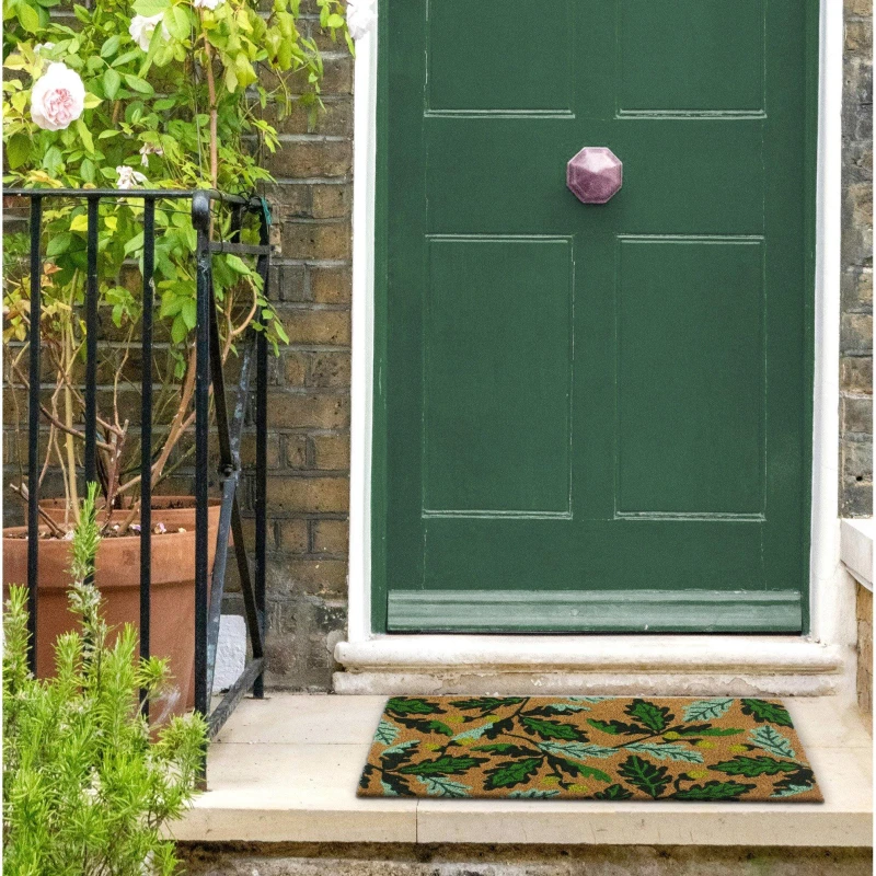 Image of Rhs Coir Autumn Oak Green Doormat 45 X 75Cm Multi WQ8V4 Unisex