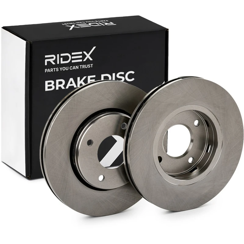 Image of RIDEX 82B1196 Brake disc Front Axle, Vented, Cast Iron, Uncoated, Untreated, without bolts/screws Cast Iron Brake Disc (82)
