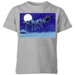 Image of Star Wars AT-AT Darth Vader Sleigh Kids Christmas T-Shirt - Grey - 11-12 Years