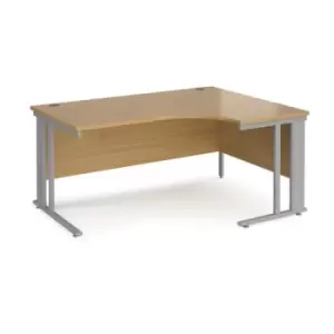 Image of Office Desk Right Hand Corner Desk 1600mm Oak Top With Silver Frame 1200mm Depth Maestro 25 MCM16ERSO