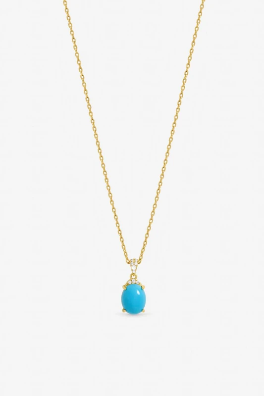 Image of Jon Richard Womens Gold Plated & Turquoise Stone Pendant Gold Female One Size