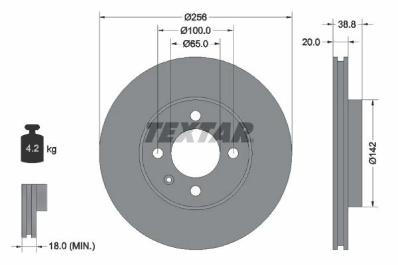 Image of Brake disc TEXTAR 92036800