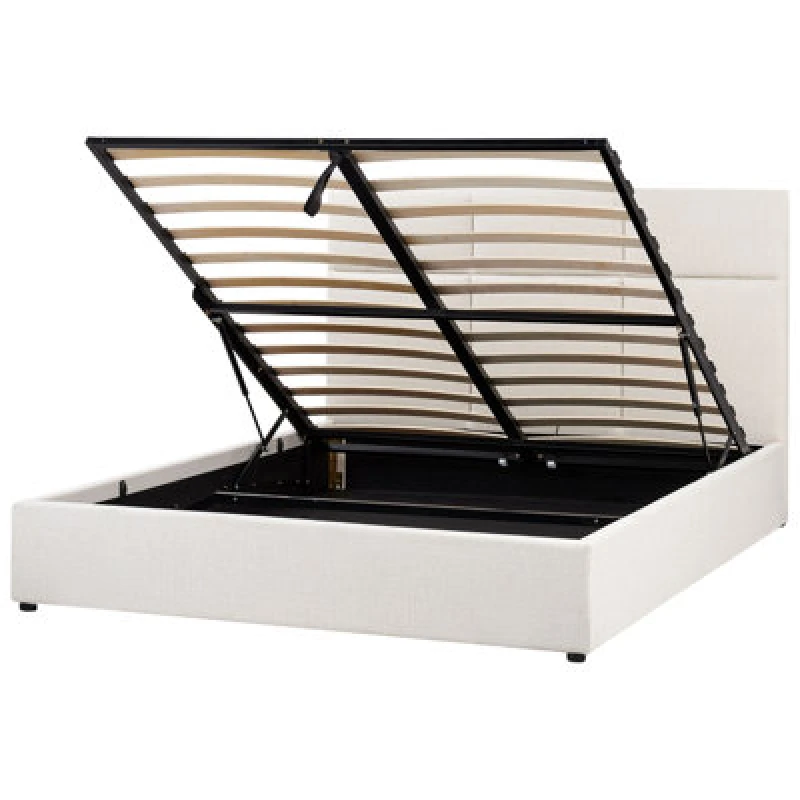 Image of Beliani Ottoman Bed Fabric Lagord 160 X 200 Cm (Eu King Size) Off-White