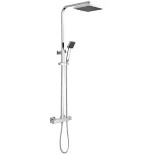 Square Bar Mixer Shower with Shower Kit and Fixed Head - Chrome - Nuie