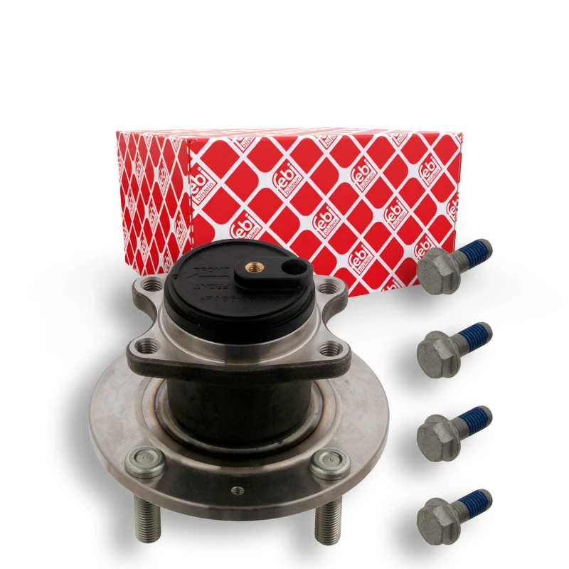 Image of FEBI BILSTEIN 32580 Wheel bearing kit with fastening/mounting material, Rear Axle Right, with wheel hub Wheel Bearing Kit (654)