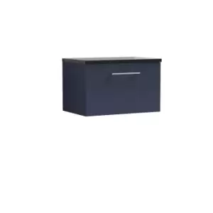 image of Nuie Arno 600mm Wall Hung 1 Drawer Vanity & Sparkling Black Laminate Top Electric Blue