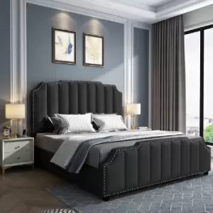 Image of Arnold Bed King Plush Velvet Black
