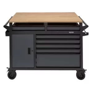 Image of Draper Bunker Multi-functional Workbench Roller Tool Cabinet 14 Drawer 48" Grey