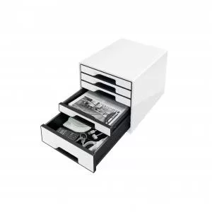 image of Leitz WOW CUBE Drawer Cabinet. 5 drawers 1 big and 4 small. A4 Maxi.