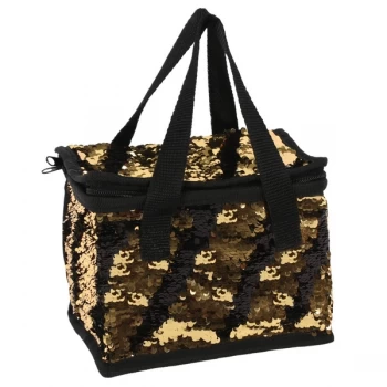 image of Black And Gold Reversible Sequin Lunch Bag