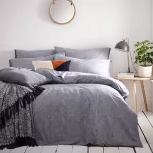 Image of The Linen Yard Claybourne Double Duvet Cover Set Cotton Denim