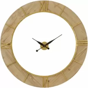 image of Wall Clock Wooden Clocks For Living Room Gold Roman Numbers Kitchen Clocks Wall Contemporary Clocks For Bedrooms 98 x 4 x 98 - Premier Housewares