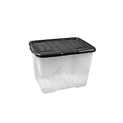 image of Storage Box XW205-CLR/BLK-EX Transparent 30 x 28 x 40 cm