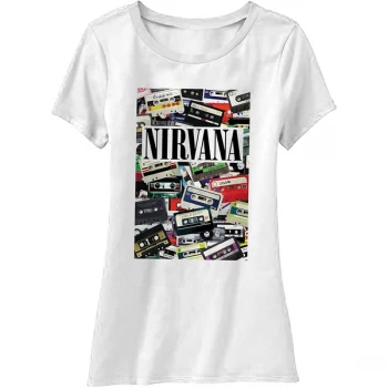 Image of Nirvana - Cassettes Ladies Large T-Shirt - White