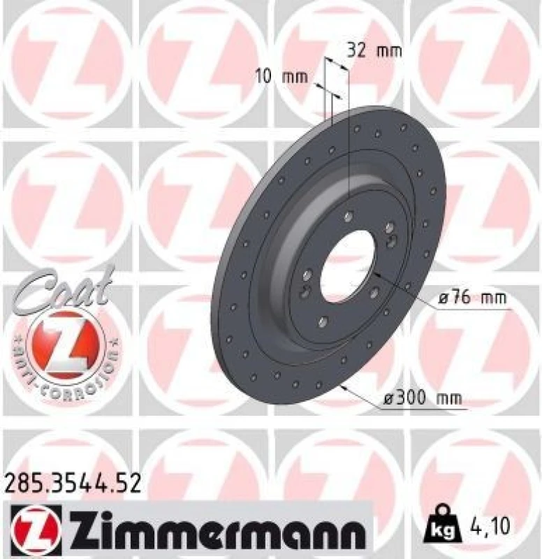 Image of ZIMMERMANN Brake disc ZIMMERMANN 285.3544.52