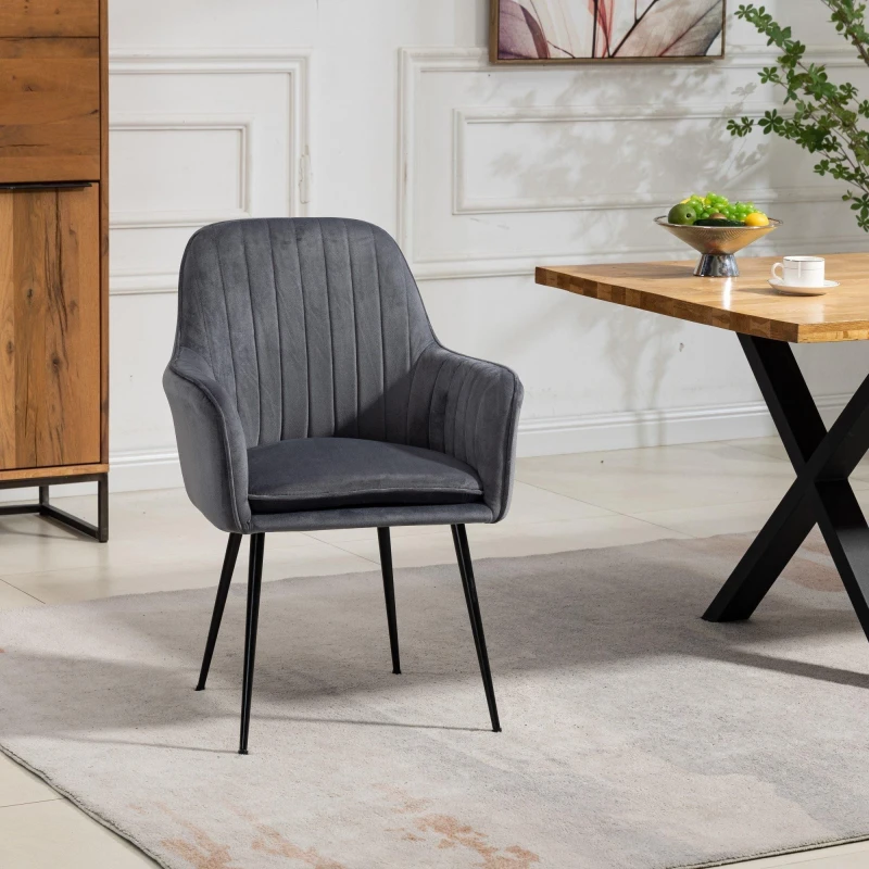 Image of Artemis Home Carrara Velvet Dining Chairs - Set of 2 in Grey Grey Unisex