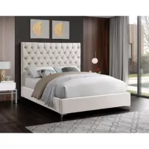 Image of Charlston Bed King Plush Velvet Cream