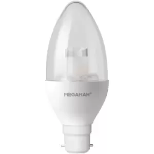 image of Megaman 6W LED BC B22 Candle Warm White Dim-to-Warm - 143806