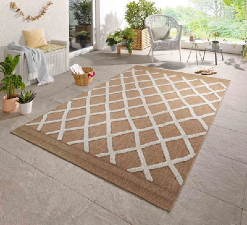 Image of Harper Aztec Pattern Water Resistant Indoor Area Rugs Cream 50X80 Cm
