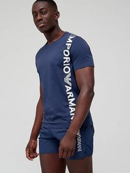 Image of Emporio Armani Classic Logo Swim T-Shirt - Navy, Size L, Men