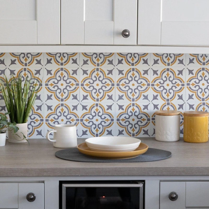Image of D C Fix Self Adhesive Vinyl Wall Tiles Jamila Gold Gold unisex 0.42 SQM