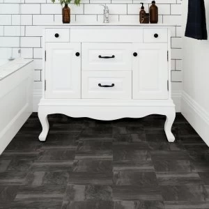 Image of Raven Black Self Adhesive Floor Tiles Black