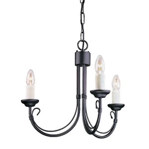 Image of Chandelier 3 Light Black Finish, E14
