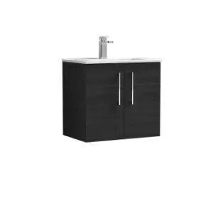 image of Nuie Arno 600mm Wall Hung 2 Door Vanity & Basin 2 Charcoal Black