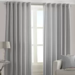 Image of Fiji Faux Silk Eyelet Curtains Steel, Steel / 168 x 229cm
