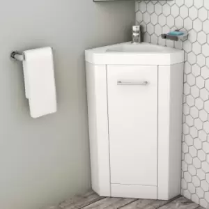 Image of 400mm White Cloakroom Corner Vanity Unit with Basin - Apollo