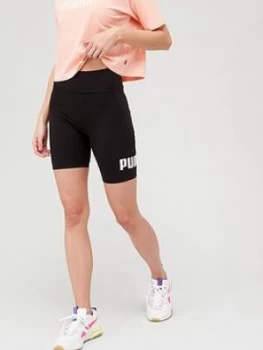 Image of Puma Puma Ess 7" Logo Short Tights, Black, Size XS, Women