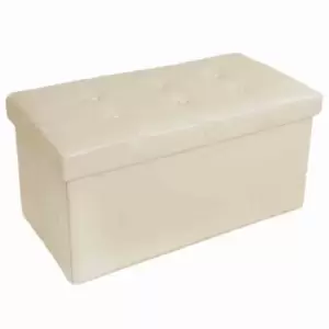 TecTake Storage Bench Made Of Synthetic Leather 80X40X40Cm - Cream