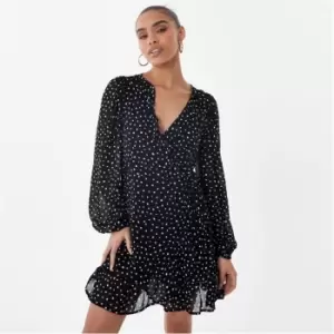 image of Jack Wills Wrap Frill Mini Dress - Black