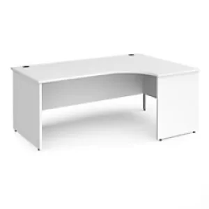 image of Dams International Right Hand Ergonomic Desk with White MFC Top and Silver Panel Ends and Silver Frame Corner Post Legs Contract 25 1800 x 1200 x 725