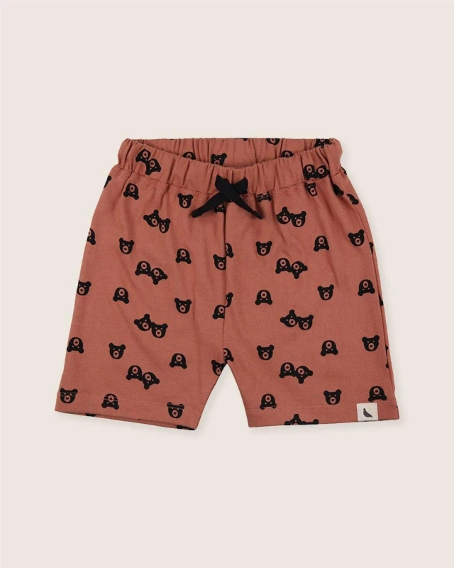 Image of Turtledove London Two Bears Shorts in Brown Size: 1-2 Years Brown Unisex 1-2 Years