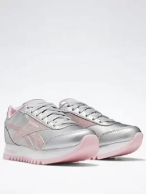 Image of Reebok Royal Classic Jogger 2 Platform Shoes, Black/Silver/White, Size 1