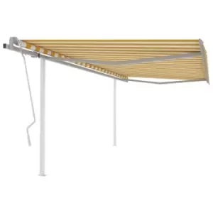 image of Vidaxl Manual Retractable Awning With Posts 4.5X3 M Yellow And White