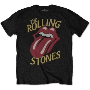 image of The Rolling Stones - Vintage Typeface Unisex Large T-Shirt - Black