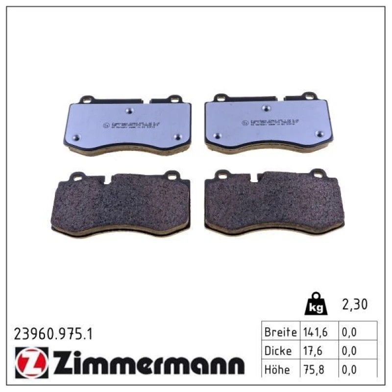 Image of ZIMMERMANN Brake pad set ZIMMERMANN 23960.975.1