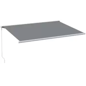 Image of Outsunny 4 x 3m Full Cassette Electric/Manual Retractable Awning with LED Light and Remote Controller, Sun Canopies for Patio Door Window, Grey