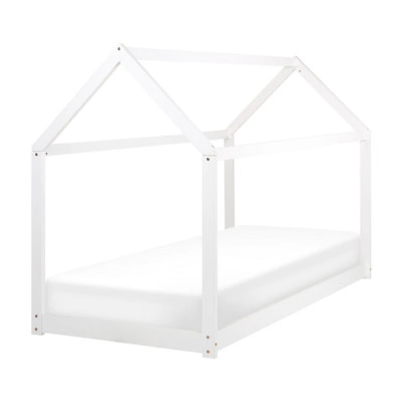 Image of Beliani Kids Bed House Pine Wood Tosse 90 X 200 Cm (Eu Single) White