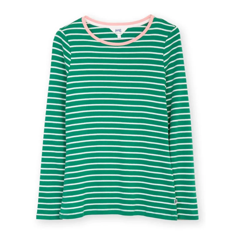 Image of Kite Womens long sleeve T-Shirt Kite Portesham Jersey Emerald Stripe Vert Female 42