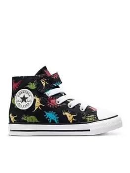 image of Converse Chuck Taylor All Star 1v Dinosaurs Toddler Hi Top Trainers, Black/Multi, Size 5