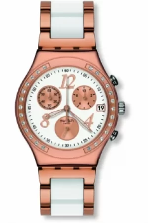 Image of Ladies Swatch Dreamwhite Rose Chronograph Watch YCG406G