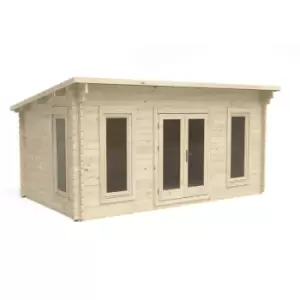 image of Forest Elmley 5.0m x 3.0m Log Cabin Double Glazed 24kg Polyester Felt, No Underlay - Installation Included