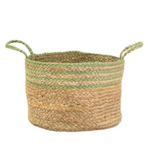 image of Sass & Belle Green Stripe Jute Storage Basket