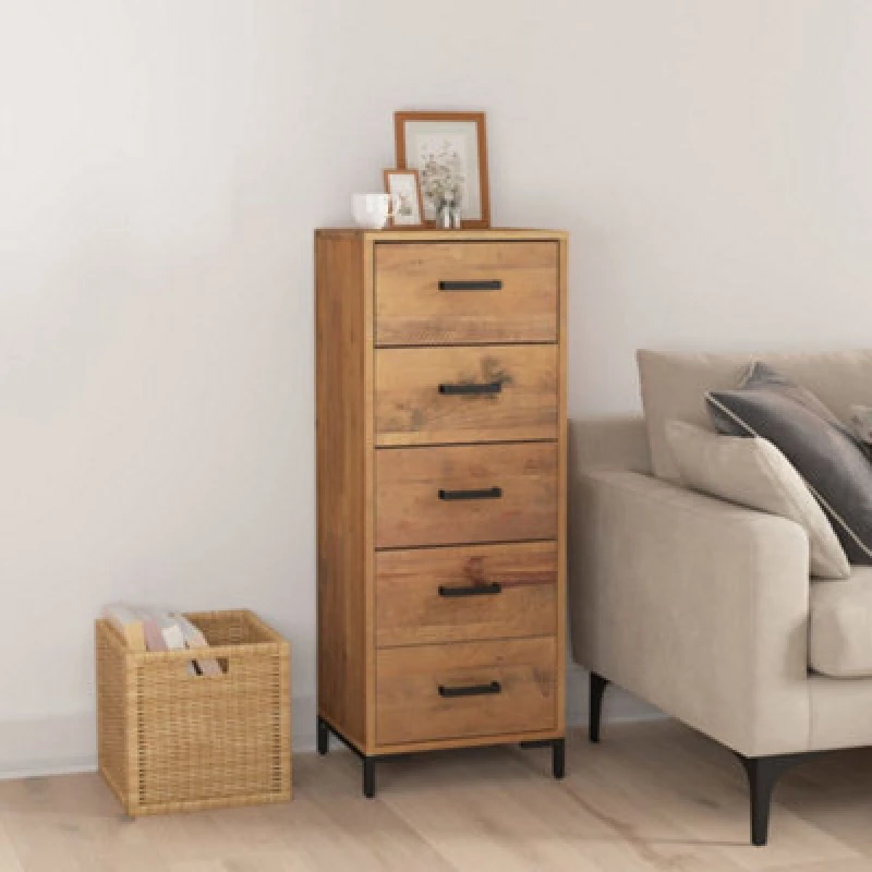 Image of vidaXL Chest of Drawers 42x35x110cm Solid Pinewood, Brown 349927